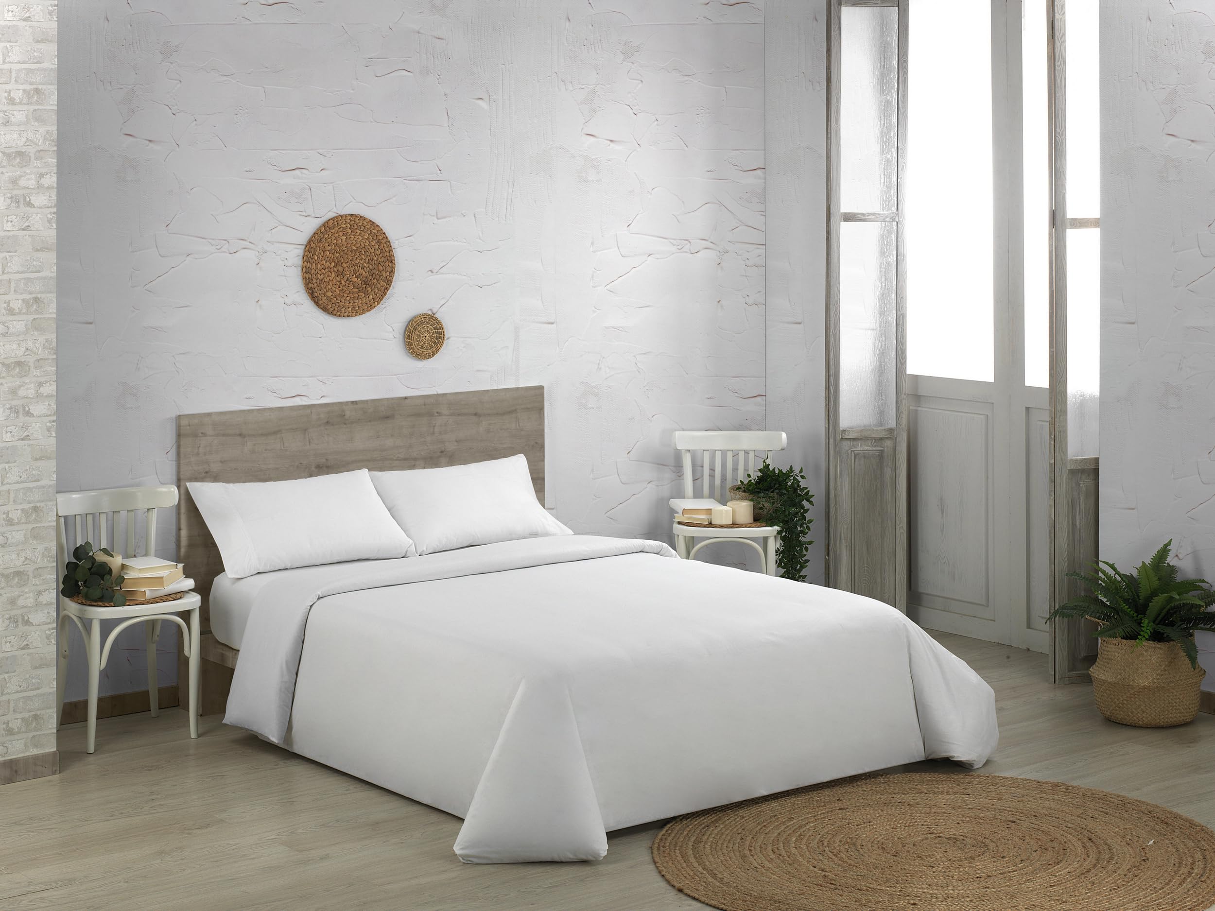 Housse de couette coton peigné 200 hilos blanche lit 150 et 160 cm grammage 125g