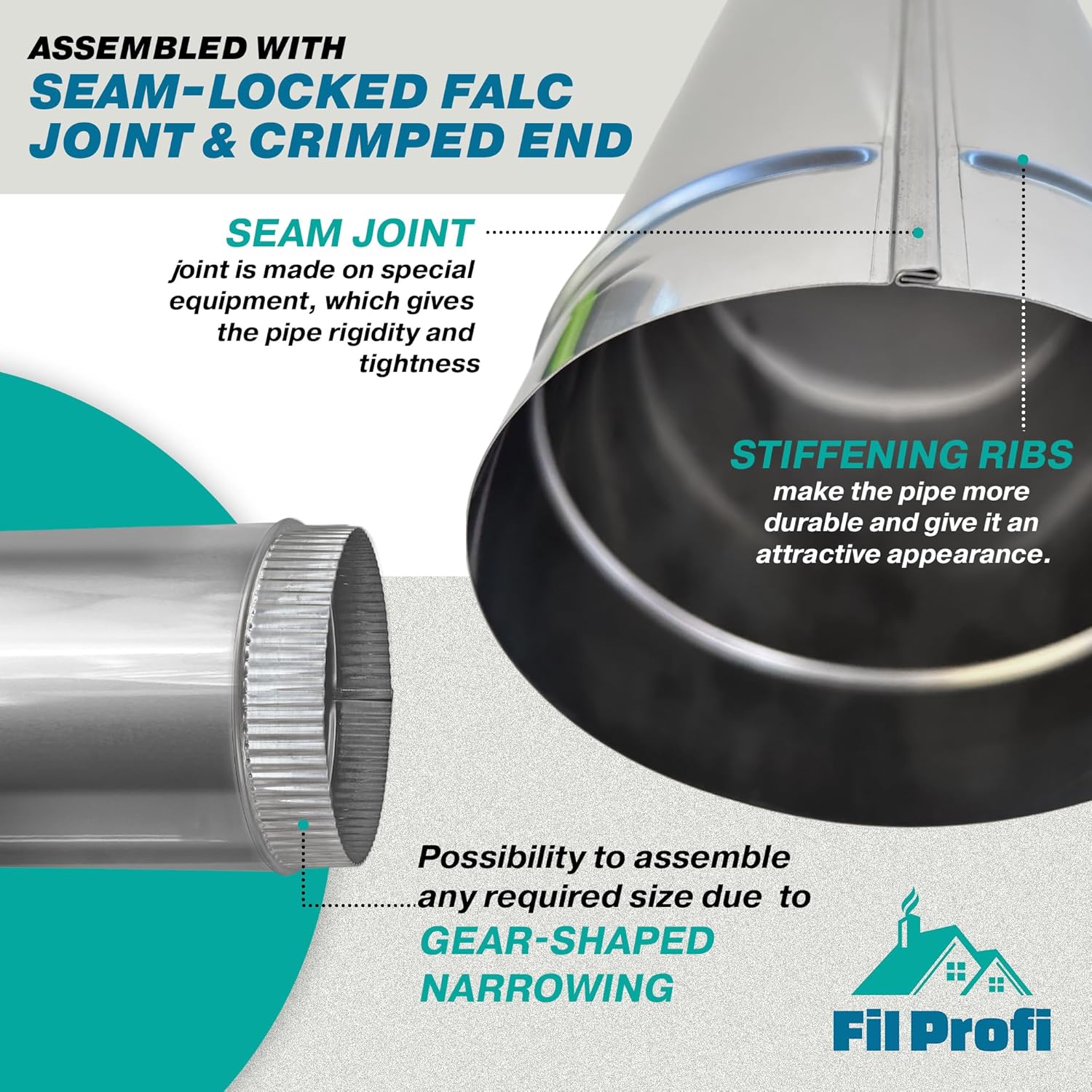 6 Inch-Length 12 inch. Stainless Steel Pipe. AISI 316. Slip Fit, Corrosion Resistant