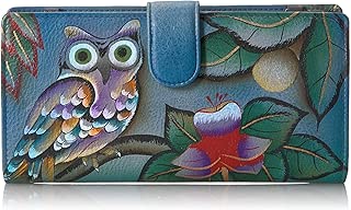 Handpainted Leather Women's Organizer Wallet, mno-midnight owl, One Size - coolthings.us