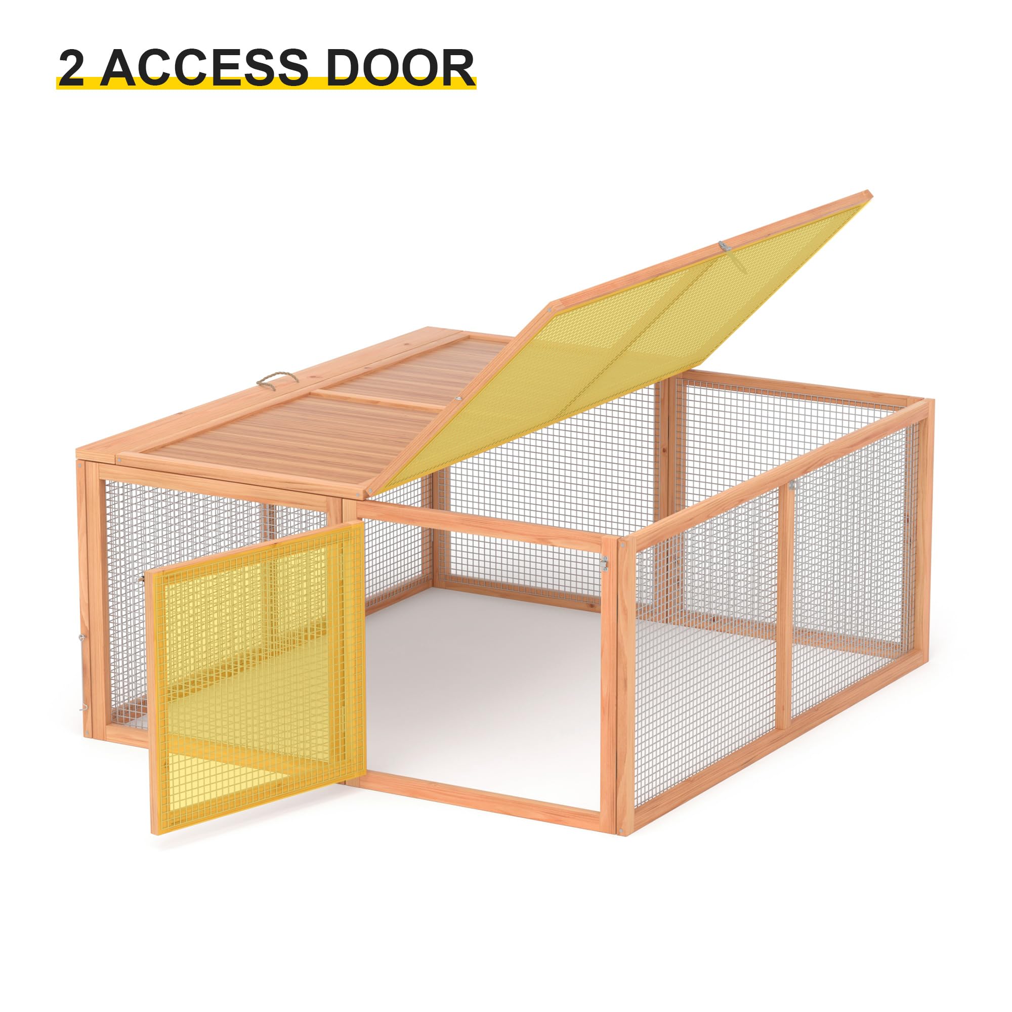 Gallinero, conejera de madera plegable para interiores y exteriores, con asa, portátil, con puertas de apertura superior y lateral, corral para animales pequeños, sin montaje, jaula para aves de