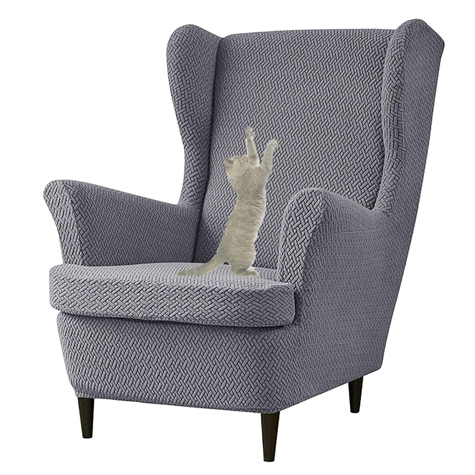 Fundas for sillones orejeros elásticas gris oscuro pack de 2 cubre sillones orejeros