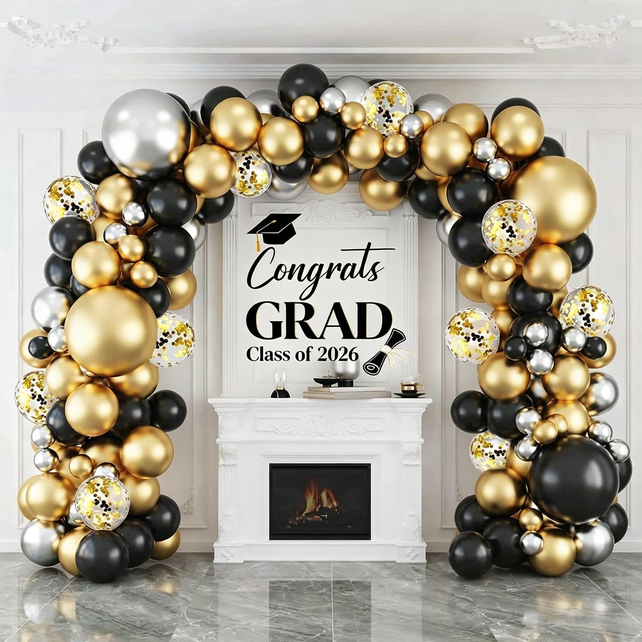 Photo 1 of 127pcs Black Gold Balloons Arch Kit Party Decorations for Men Boys