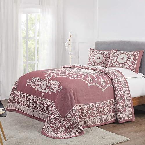 Superior Juego de colcha de mezcla de algodón de 3 piezas, manta ligera, 2 fundas de almohada a juego, ropa de cama de gran tamaño, dormitorio