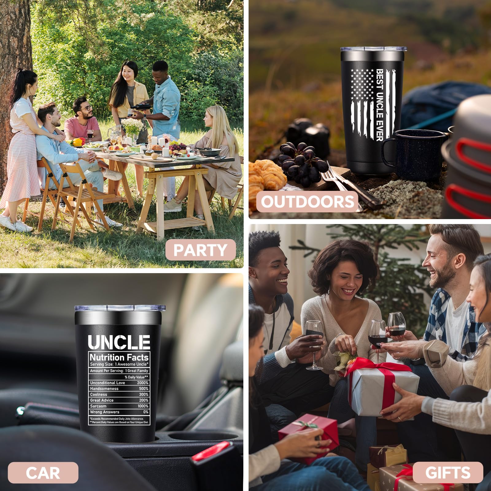 Uncle Gifts - Fathers Day Gift for Uncle from Niece, Nephew - Christmas, Birthday Gifts for Uncles Men Him - 20oz Tumbler