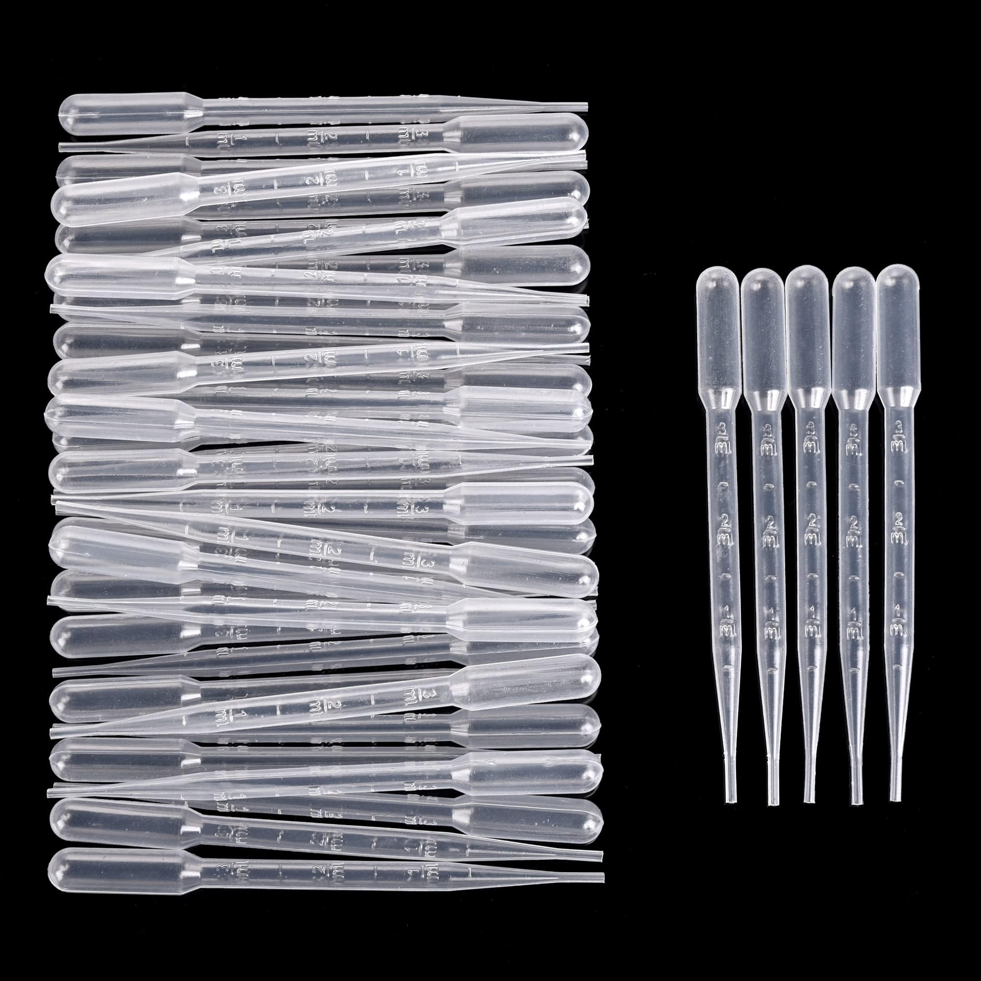 ESHATO Sterile Transferpipetten, 3 ml, Einweg-Kunststoff-Transferpipetten, Pipetten für ätherische Öle, kalibrierte Pipetten, geeignet für wissenschaftliches Labor, DIY-Kunst, einzelne Peel-Packung,