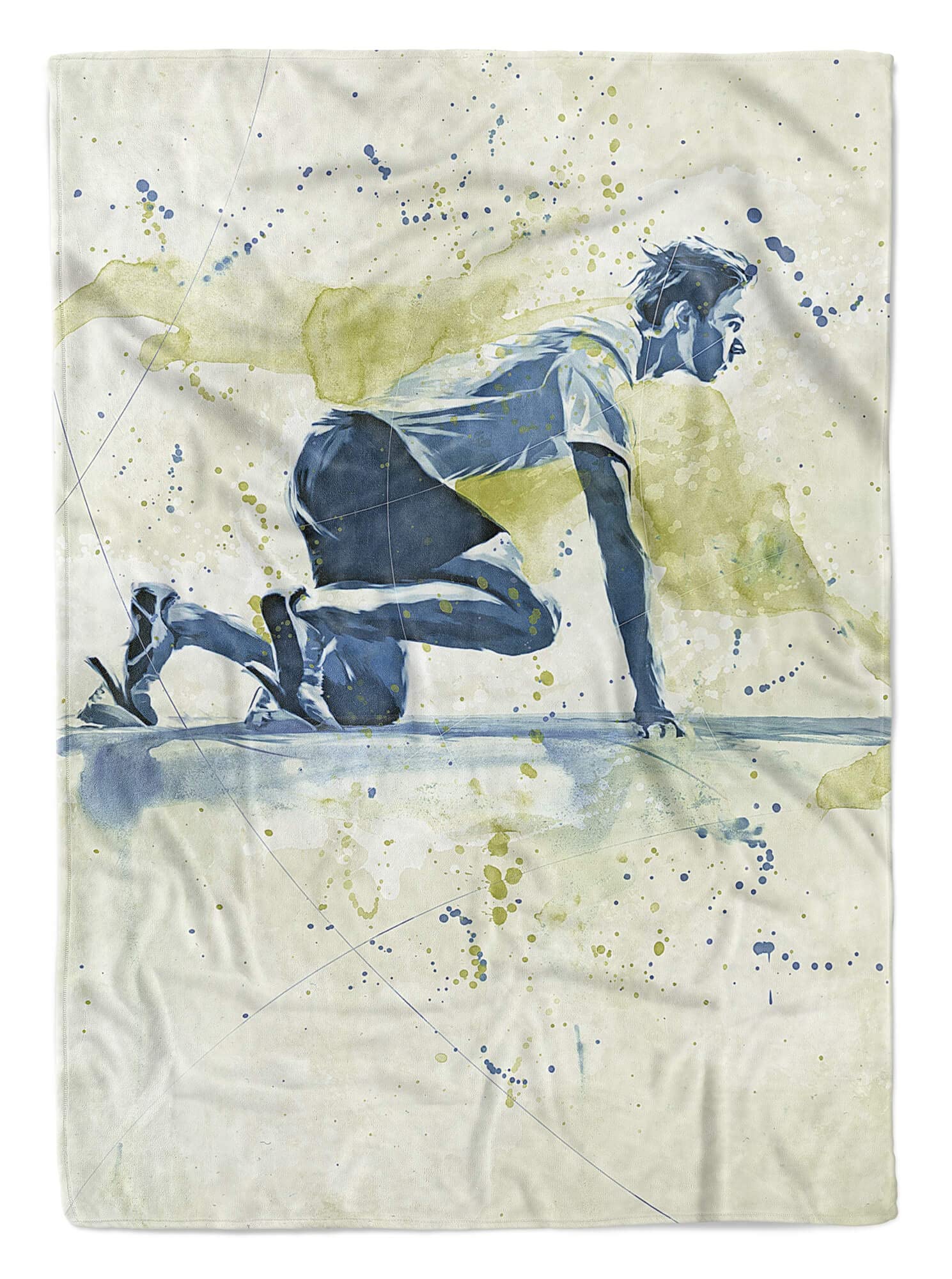 SplashArt Sport Handtuch Strandhandtuch Saunatuch Kuscheldecke Kunstvoll Running Sporthan Größe 180 x 130 cm (Tagesdecke - Sherpa Flies)