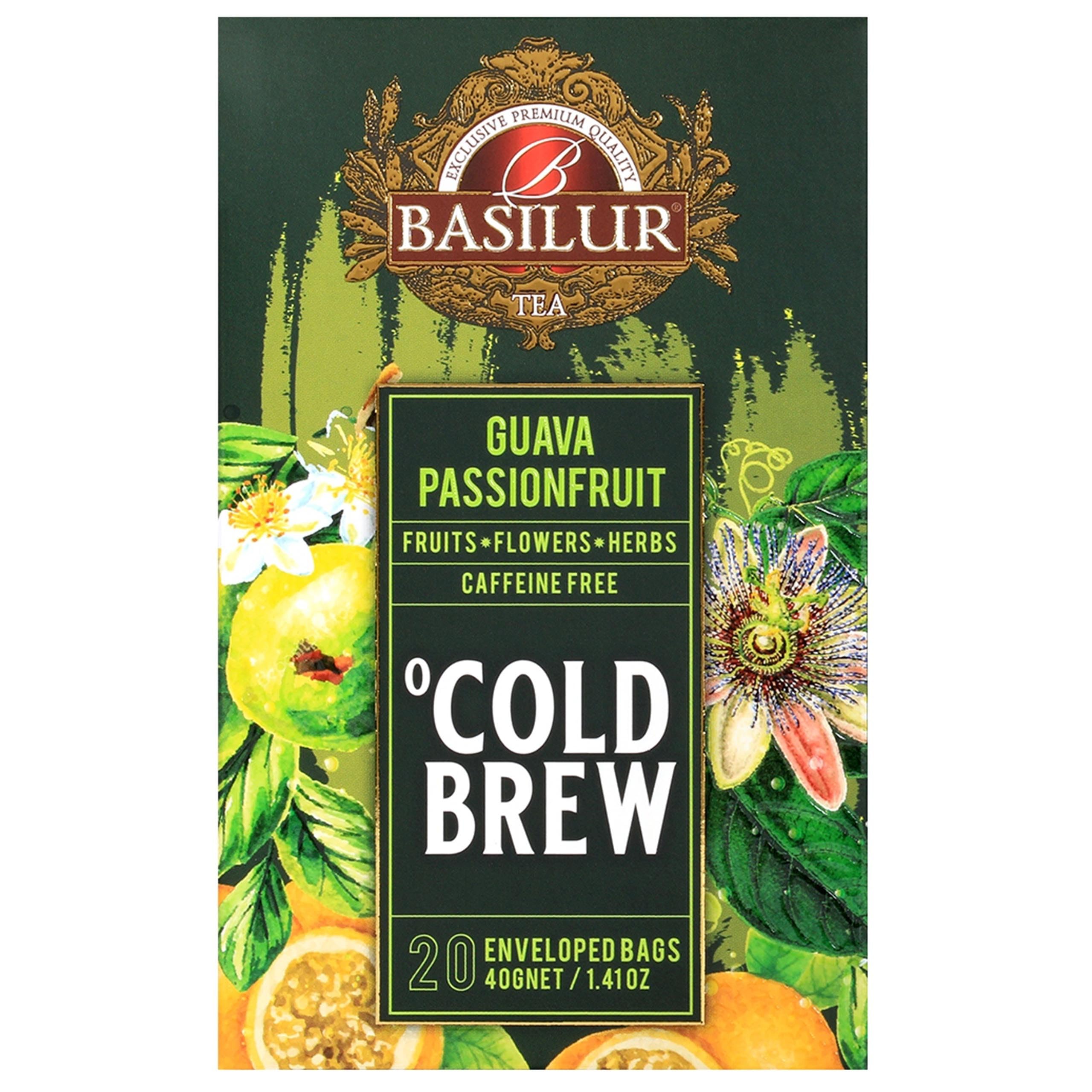 BASILUR Cold Brew - Té descafeinado de frutas con sabor a fruta de la pasión y cítricos, té frío en bolsitas 20 x 2 g (1)