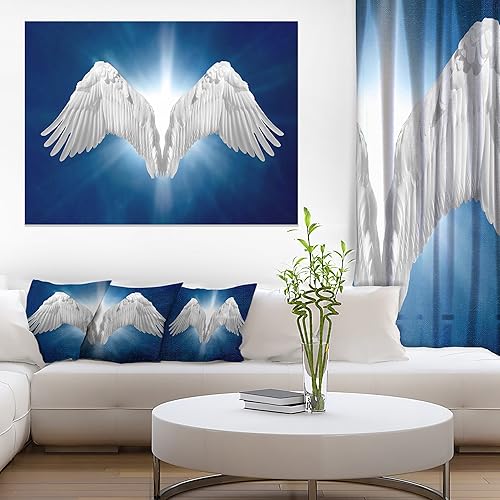 Alas de ángel sobre fondo azul lienzo abstracto impresión artística