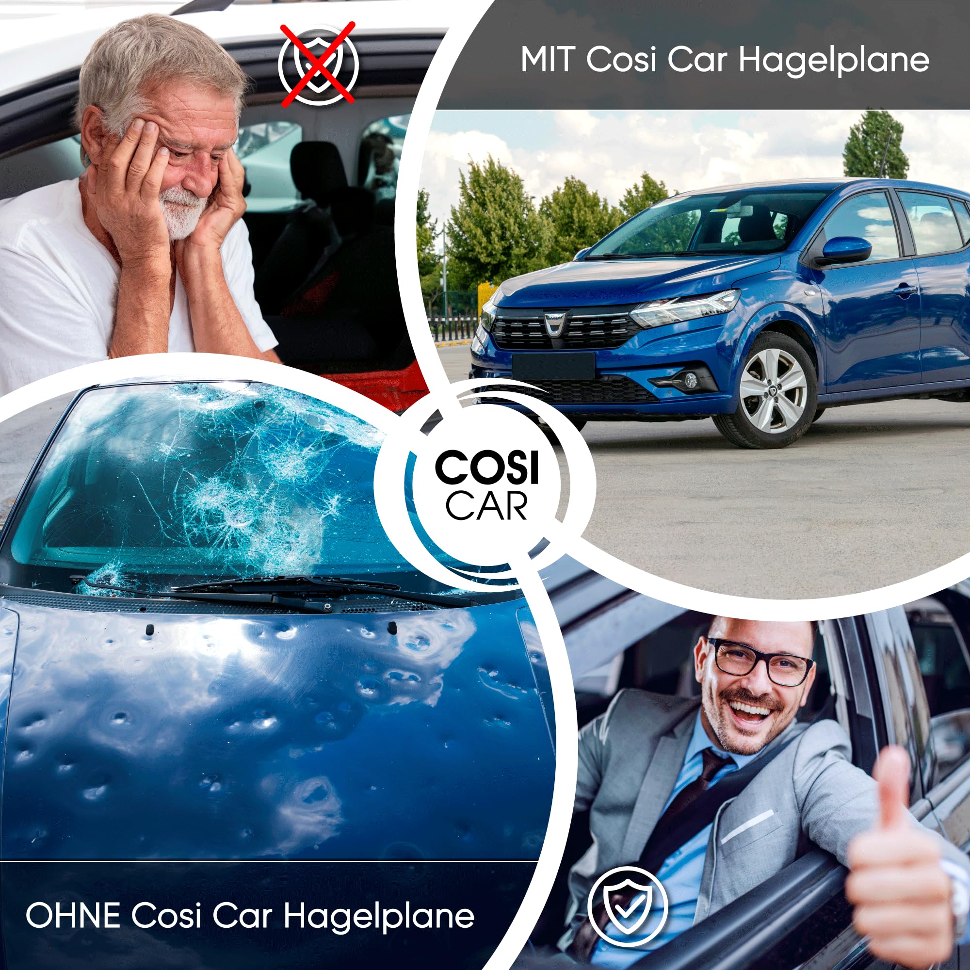 thumbnail: COSI CAR Hagelbeschermingszeil Voor Auto - Blokkeert Elke Hagelkorrel, Volledige Autoafdekking Zwart 430 X 170 X 119 Cm
