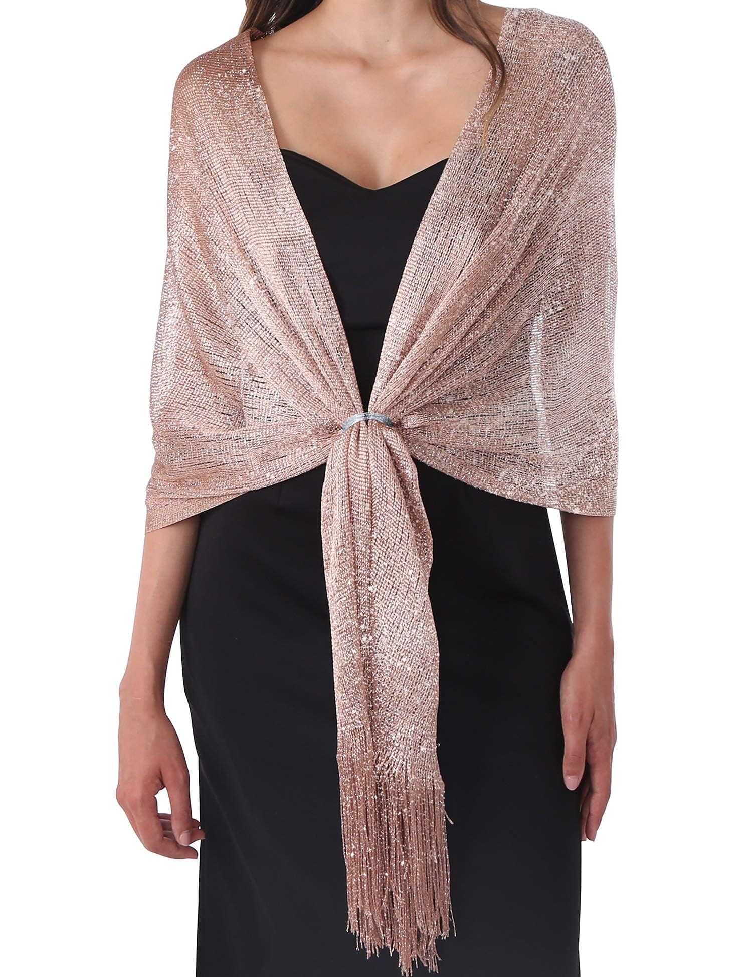 DiaryLook Stola scialle donna mantella elegante, coprispalle argento, stola oro elegante foulard con frange vintage disponibile In diversi colori per Matrimoni Cerimonia Sposa Festa