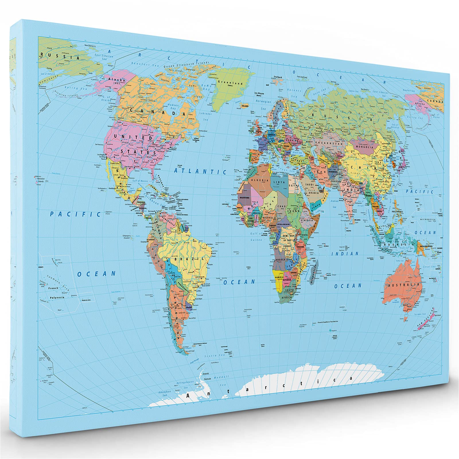 World Map Wall Art | World Map Canvas | Map of the World Wall Art | Map of the World Canvas | Map of the World Canvas | Framed Map of the World | World Art | Blue Green Map Of the World