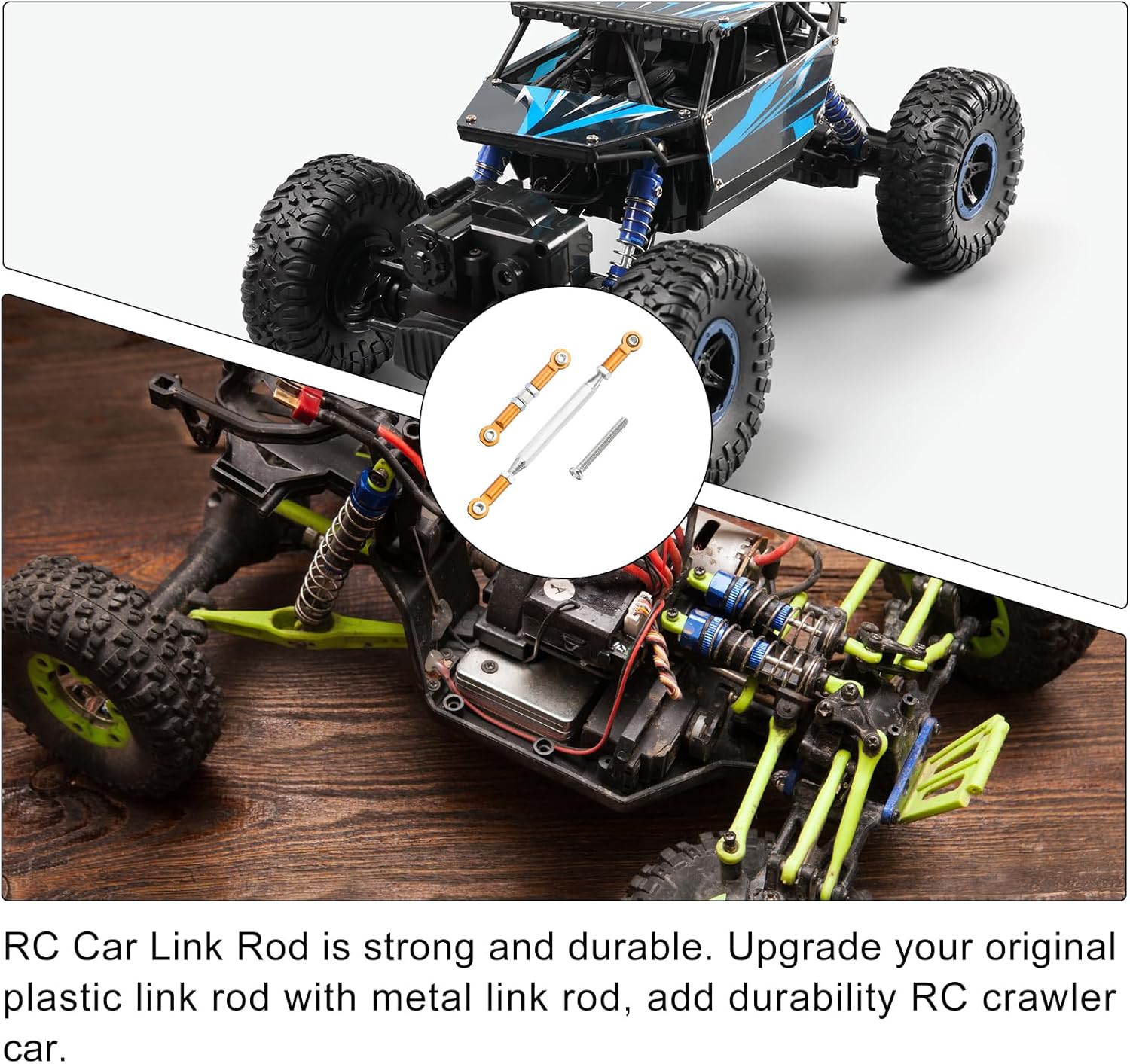 MECCANIXITY 2 Sets Adjustable Turnbuckles Camber Link Linkages Aluminum Alloy Upgrade Parts RC Car Steering Pull Rod Servo Linkages Tie Rod for MN 1:12 D90 RC Car Crawler,Gold