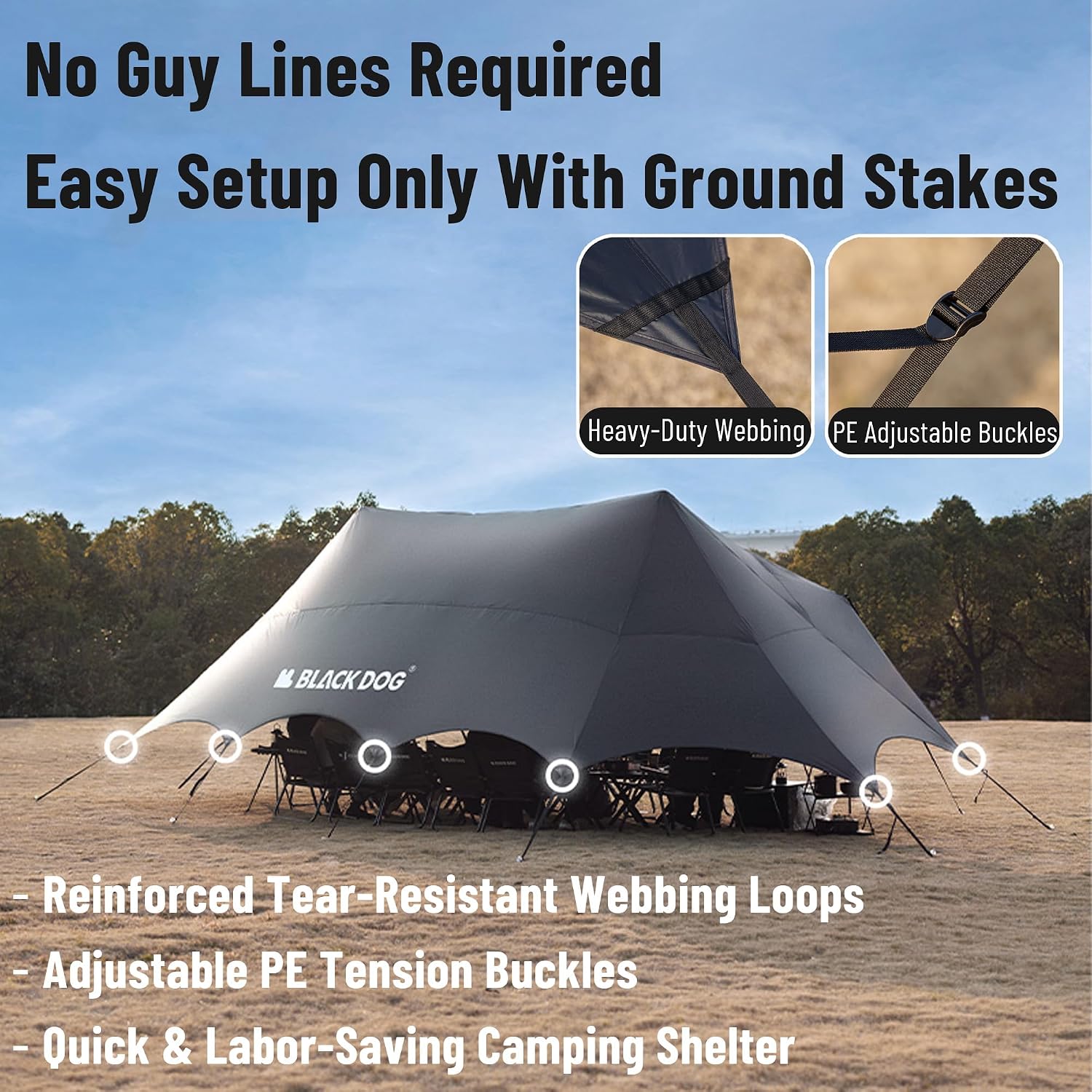 Blackdog Large Camping Tarp Canopy for 10-20 Person Events