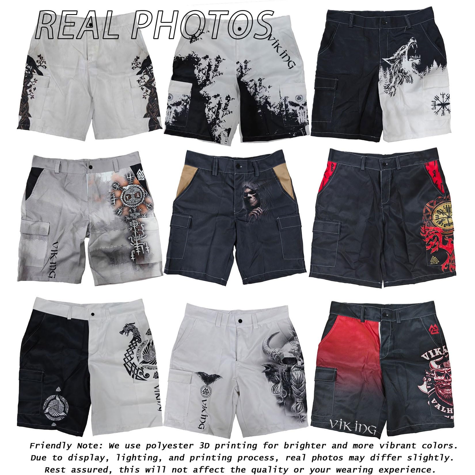 Pantaloncini uomo stampa 3D teschio fresco grafica vichingo tatuaggio estate viaggio escursionismo cargo lavoro esterno