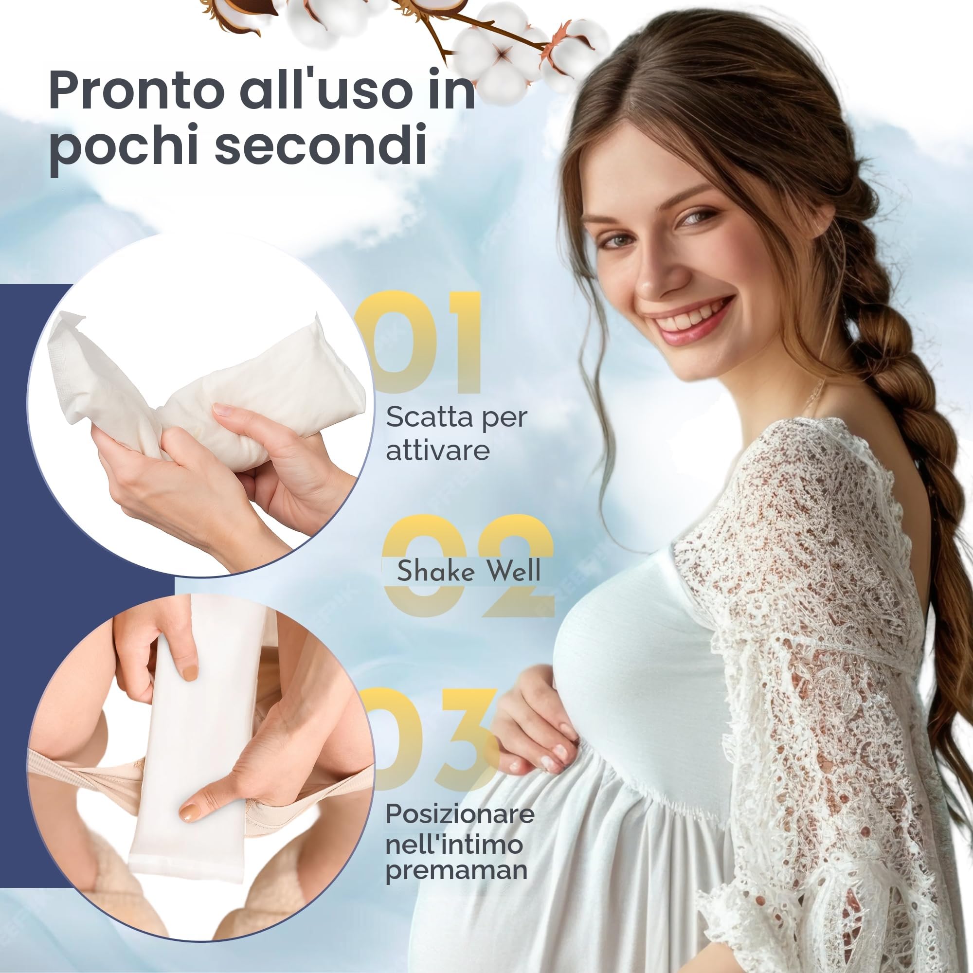 First Days Maternity - impacchi freddi perineali (8), attivazione istantanea, completamente assorbente, perfetto per ospedale o borsa del lavoro, sollievo dal dolore senza droghe dopo la nascita