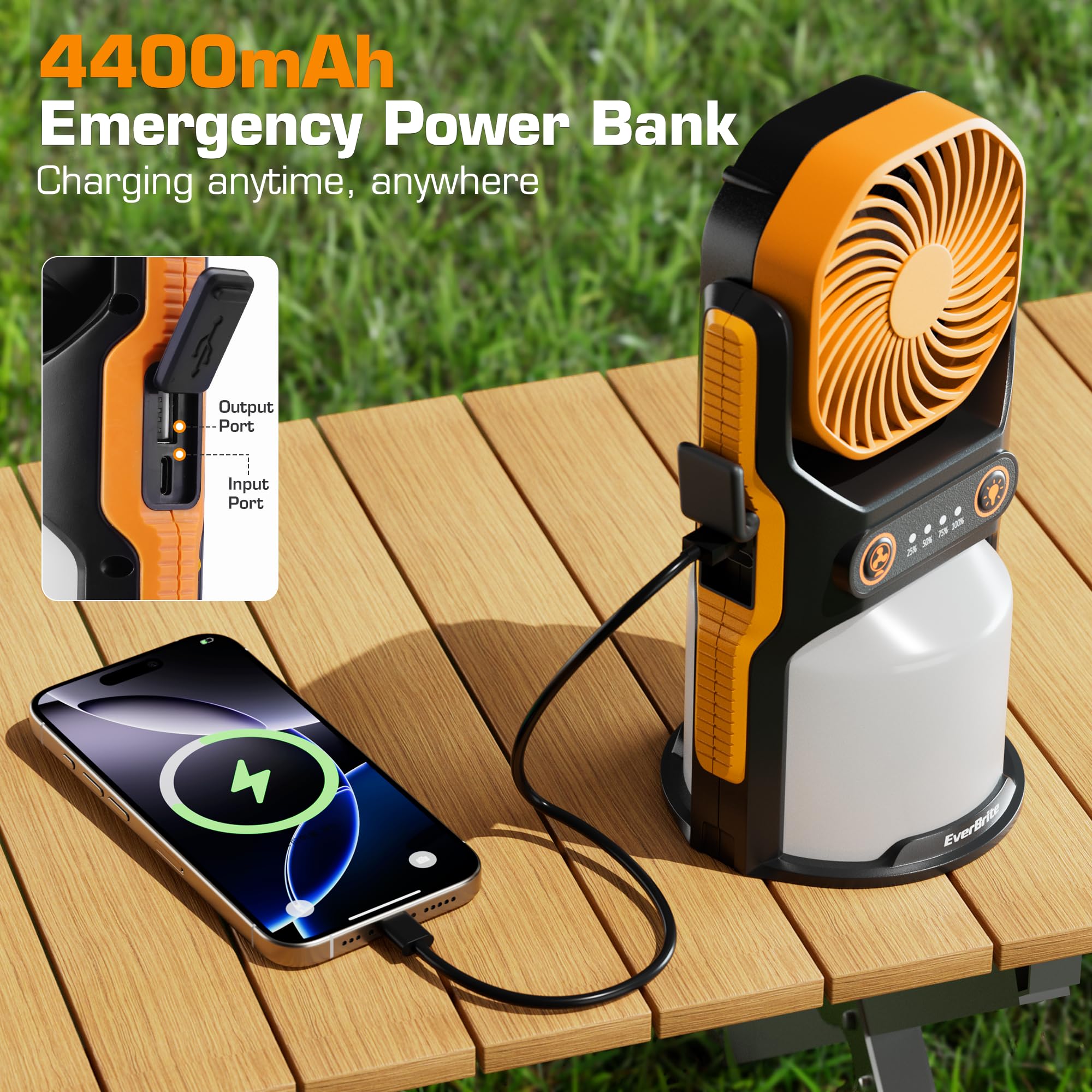 Amazon.com: EverBrite 2-in-1 Rechargeable Camping Lantern with Fan