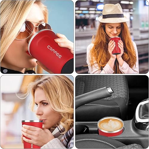 Miniatura 6 de Vaso térmico de acero inoxidable de 12 onzas con aislamiento al vacío  Taza de viaje para café a prueba de derrames con tapa  Taza térmica para