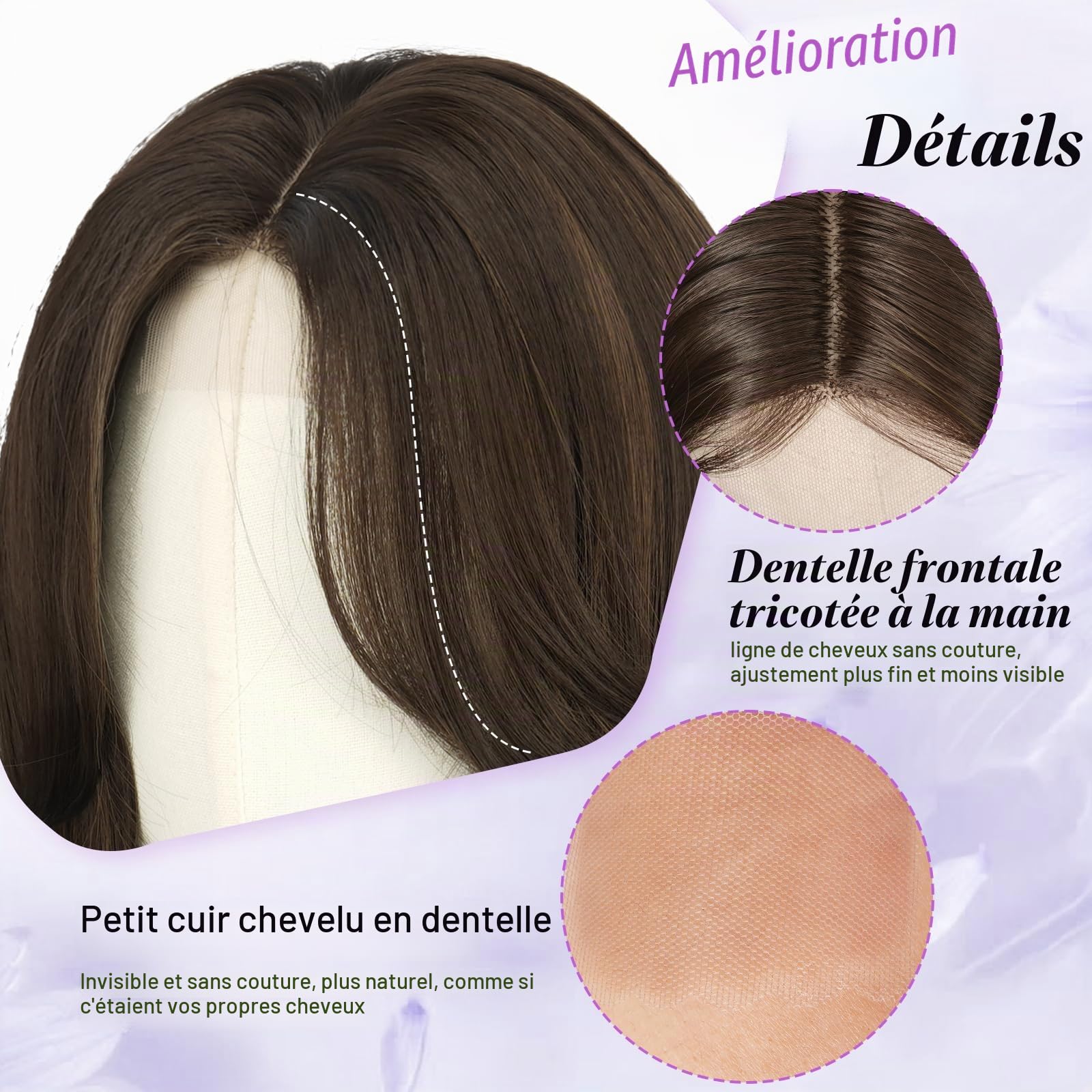Sofeiyan Perruque Femme Naturelle Mi-Longue,Layered Perruques avec Frange