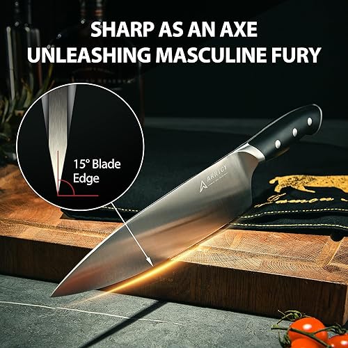 Miniatura 3 de Juego de cuchillos con bloque, juego de cuchillos de cocina de 15 piezas con afilador, cuchillos de acero inoxidable de alto carbono aptos para