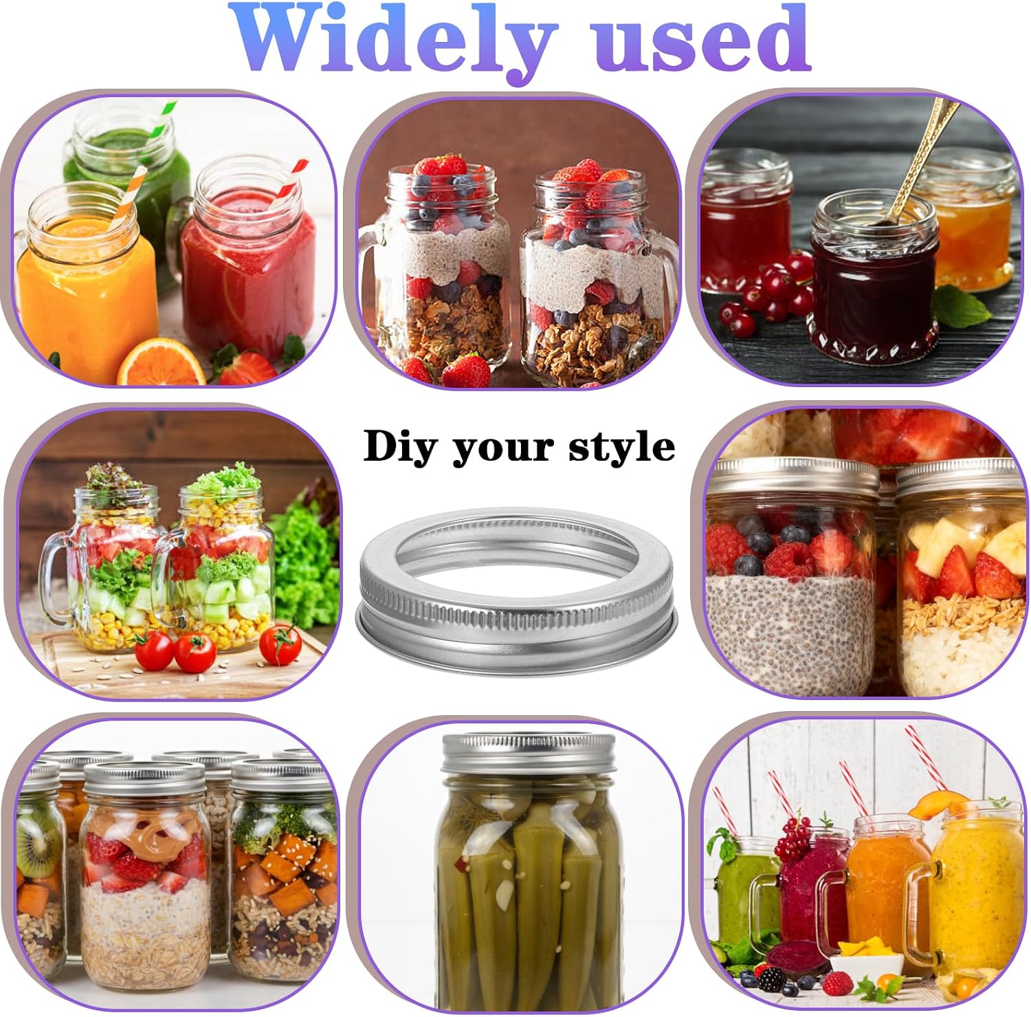 84Pcs Regular Mouth Mason Jar Canning Rings, 70mm Tinplate Rustproof Canning Bands, Reusable Leak Proof Metal Rings