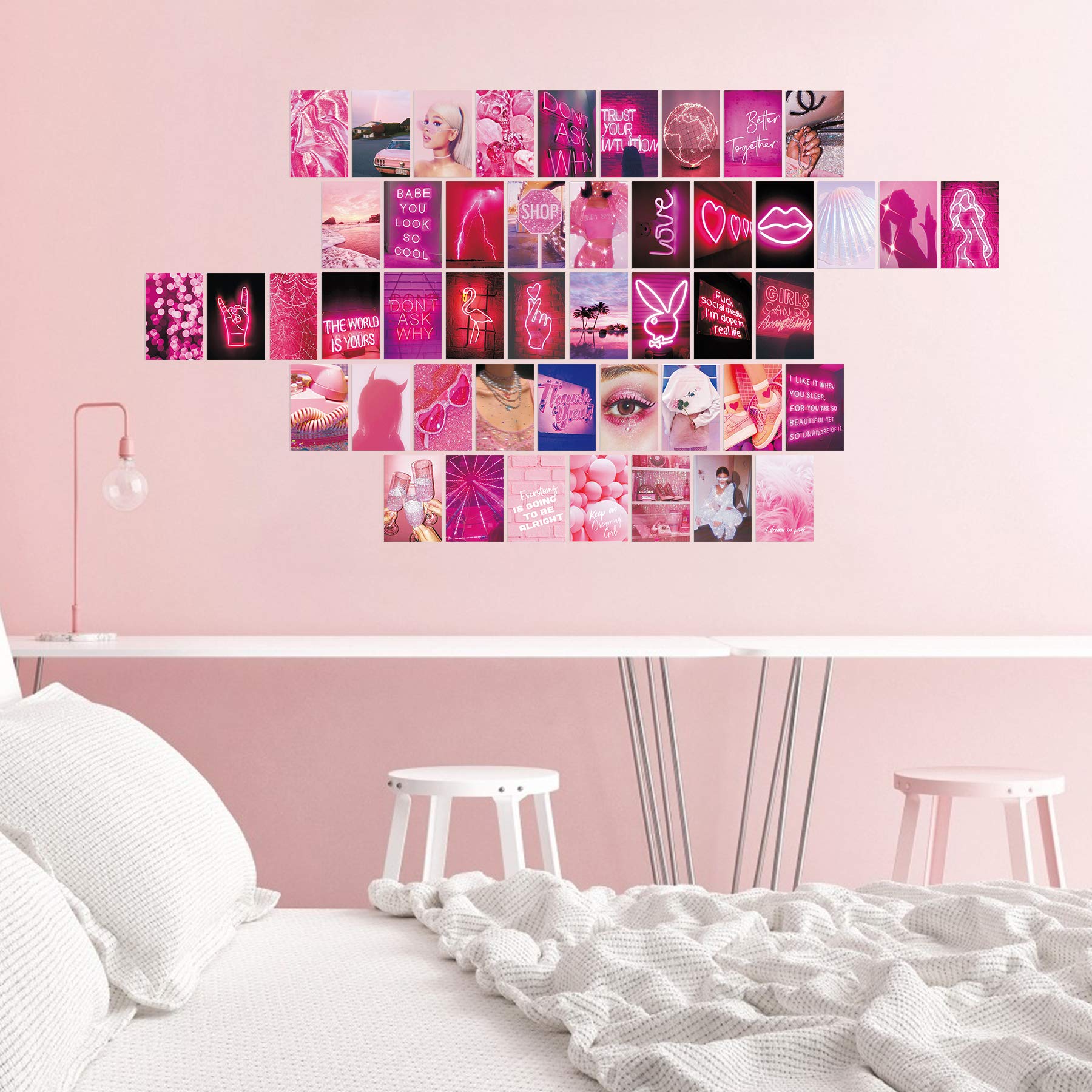 50pcs Wall Collage Kit Pink Aesthetic Pictures for Bedroom Decor