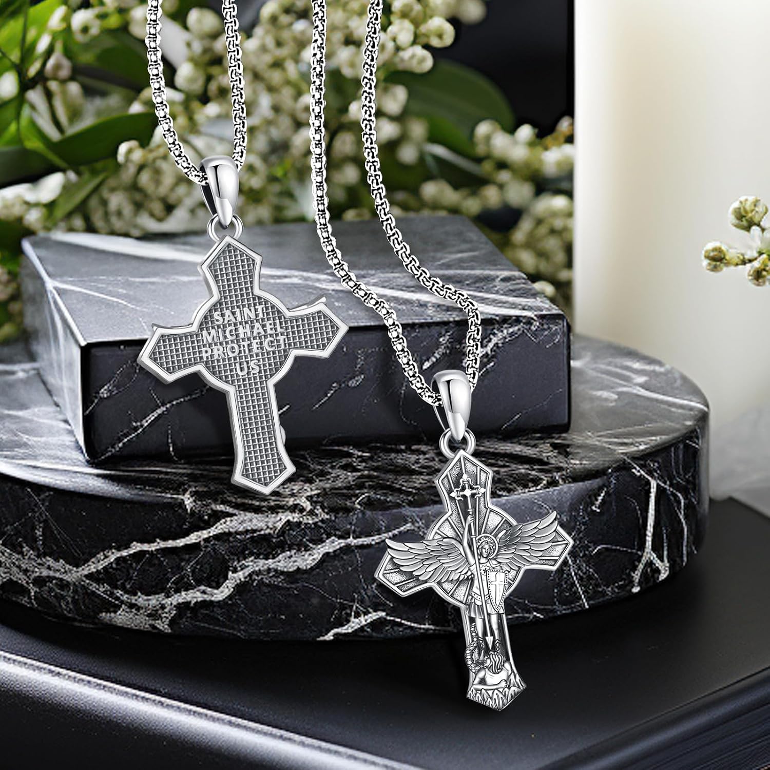 Solida Plata 925 Bañada en 14K Crucifijo Jesus Colgante 4 Tamaños