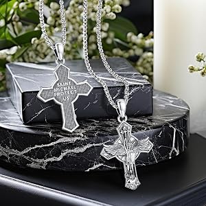 Eusense St Michael Cross Necklace for Men Women Archangel Michael