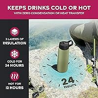 Vista 3 de Botellas de agua de acero inoxidable con triple aislamiento con pajilla, botellas de agua reutilizables aisladas de 25 onzas con 3 tapas, botella