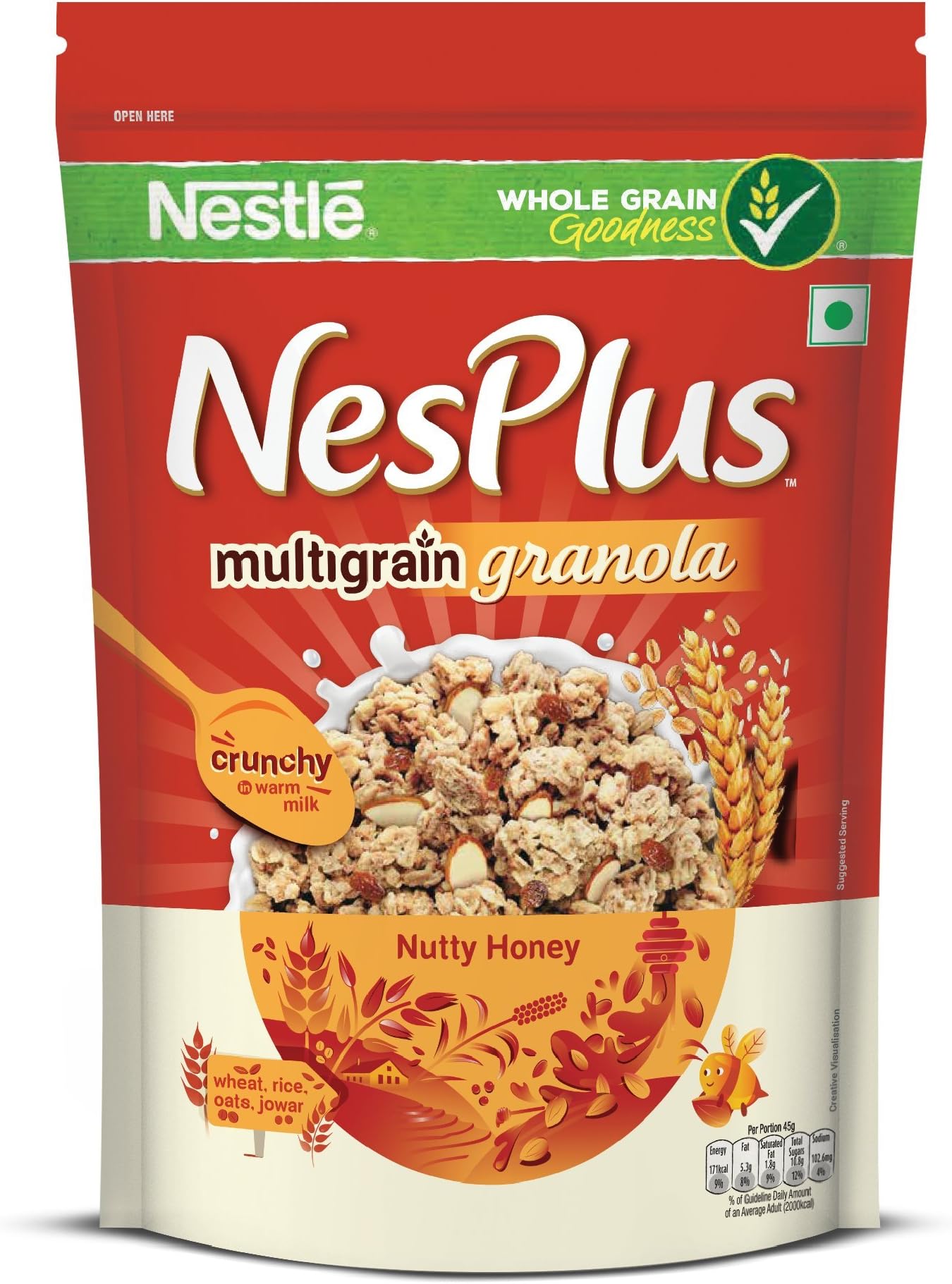 Nestlรฉ NesPlus Multigrain Granola Breakfast Cereal - Nutty Honey,235g