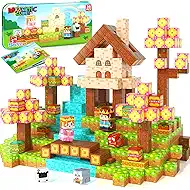 Mini Magnetic Blocks with Case - Portable Building Cubes Travel Toys for Kids Ages 4-8 Construction STEM Learning Set for Toddlers Build Mine Magnet World Christmas Birthday Gift for Boys Girls 3-5