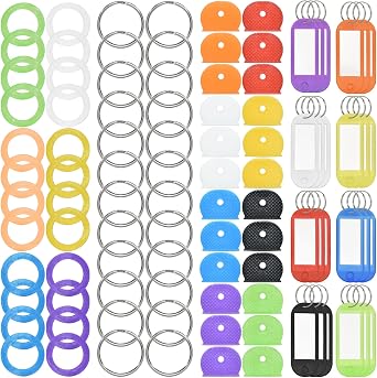 HDST-HOME 96Pcs Key Caps Covers Tags Kit with Silicone Key Covers Key Cap Sleeve Silicone Key Tag Metal Key Rings Identifiers and Steel Key Rings for Distinguishing Different Keys