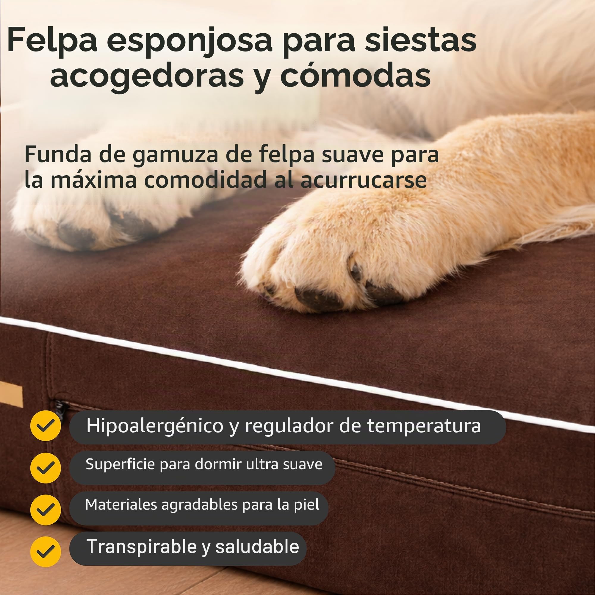 KOPEKS Cama ortopédica de Espuma viscoelástica con Almohada para Perros, Incluye Protector Interior Impermeable y Funda extraíble