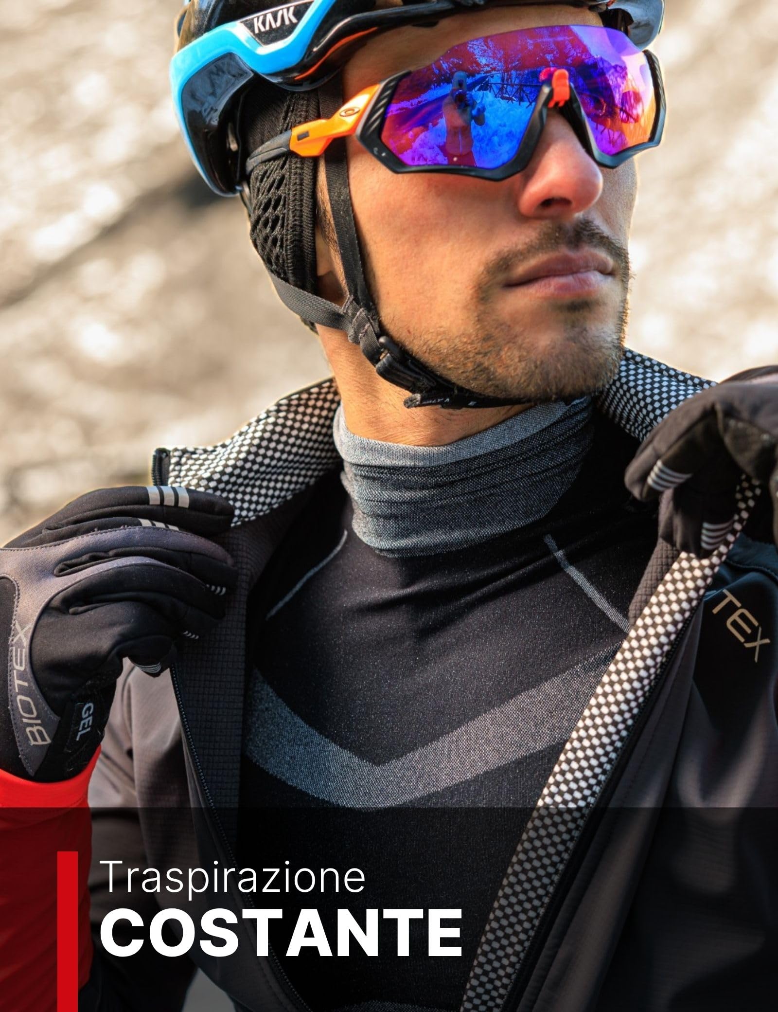 BIOTEX Lupetto Limitless per Ciclismo e Running, Traspirazione Costante, Maglia Termica a Collo Alto Senza Cuciture, Nero