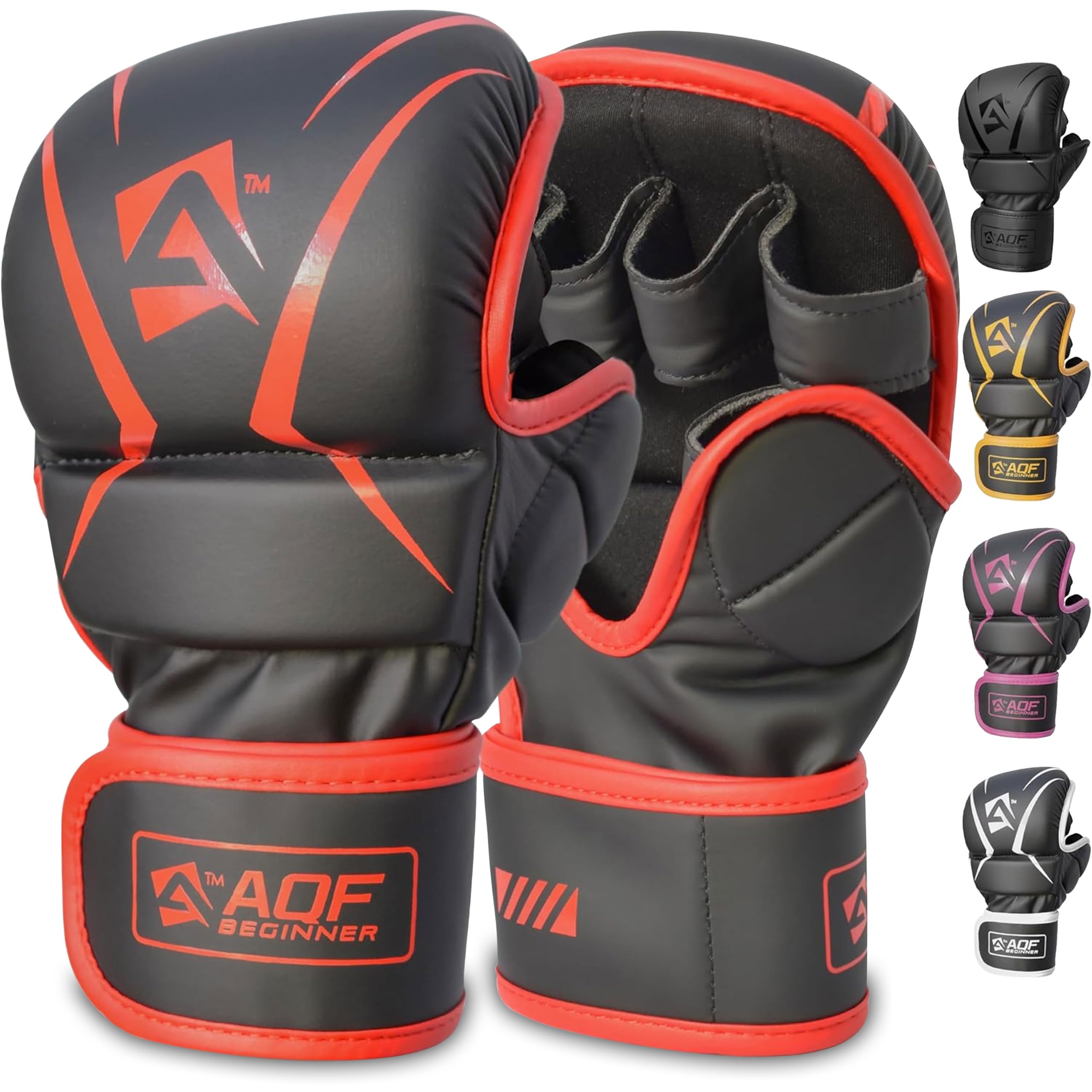 AQF Guanti MMA, Design Palmo Aperto Guantoni Da Boxe, Supporto Migliorato Polso, Imbottitura Ammortizzante, Leggeri MMA Gloves, Guantoni Muay Thai Per Allenamento, Kickboxing, Karate