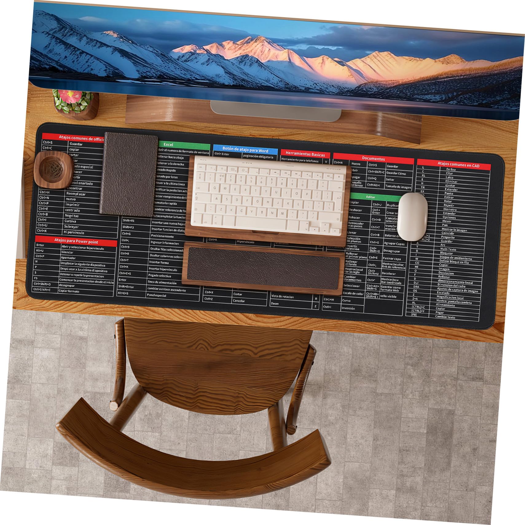 Tappetino Mouse Scorciatoie Excel Antiscivolo 300x800x3mm in Gomma e Tessuto per Ufficio e Gaming Fondo Stabile e Pratico