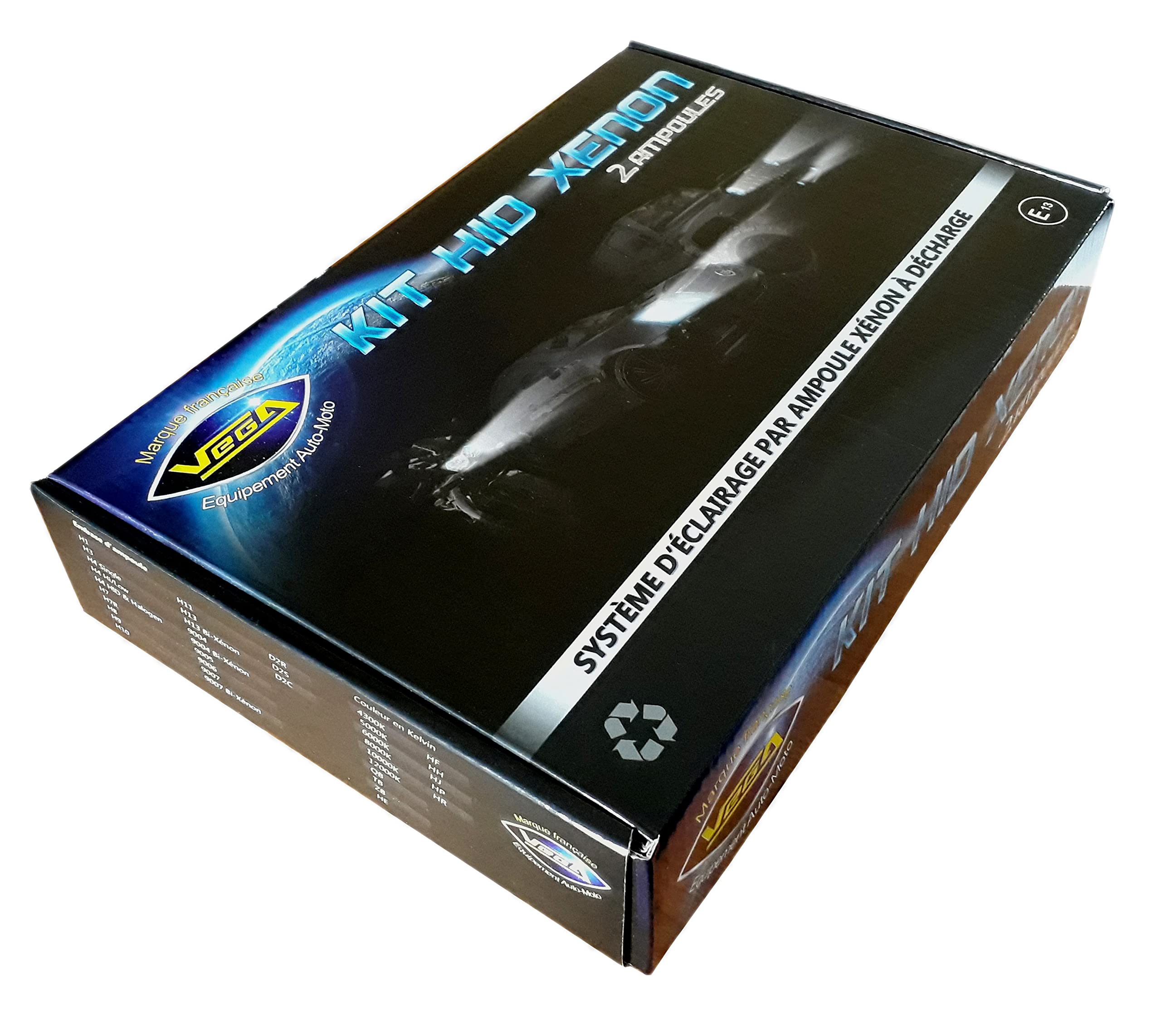 Vega HID Xenon-Set, französische Marke, Vega H7, 5000 K, 55 W, Canbus, fehlerfrei, ODB, 2 Leuchtmittel mit Metallsockel (5000 K)