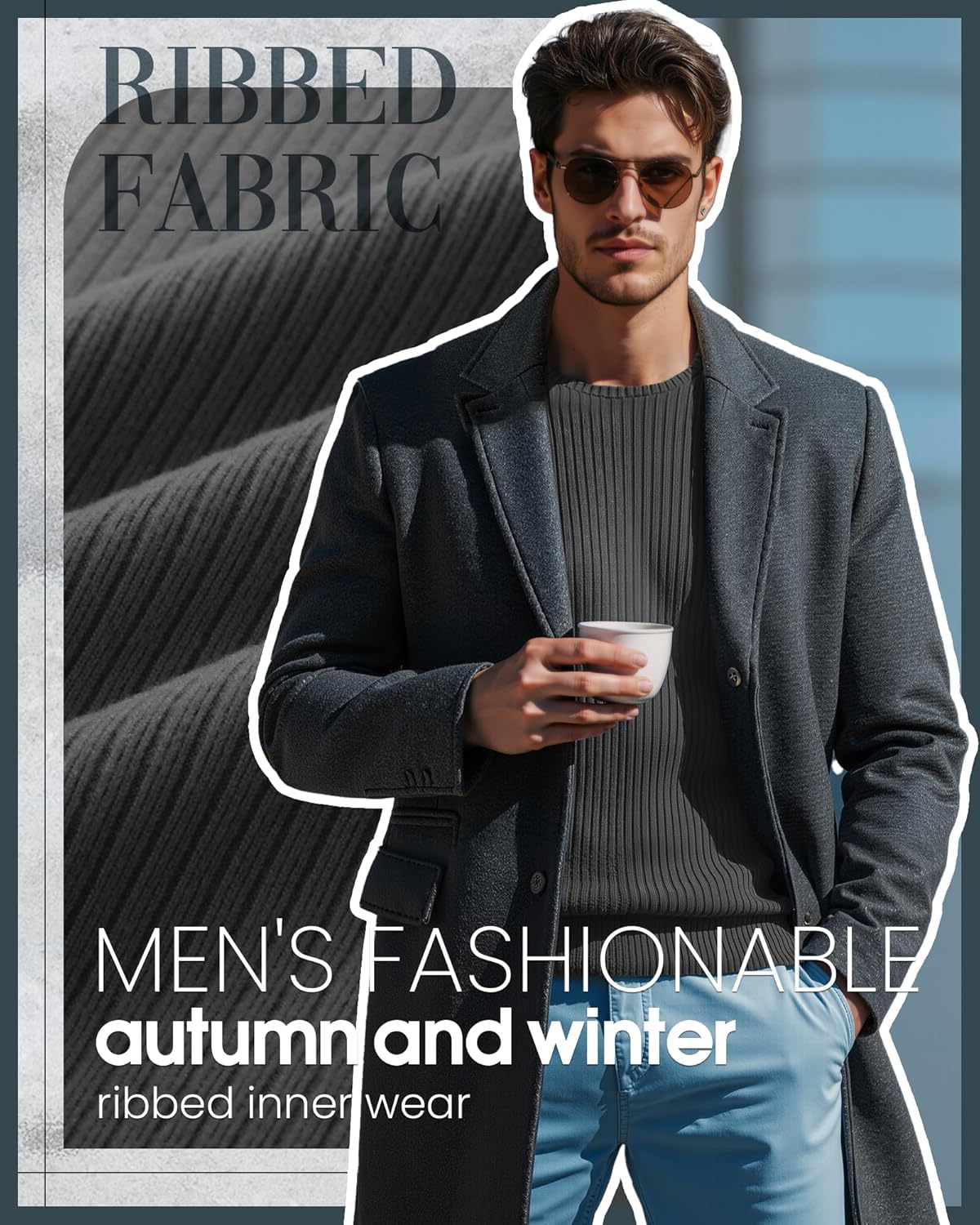 4 Pack Men's Thermal Shirts, Cotton Raglan Sweater Crew Neck Long Sleeve Ribbed Knit Pullover Slim Base Undershirt - Image 4