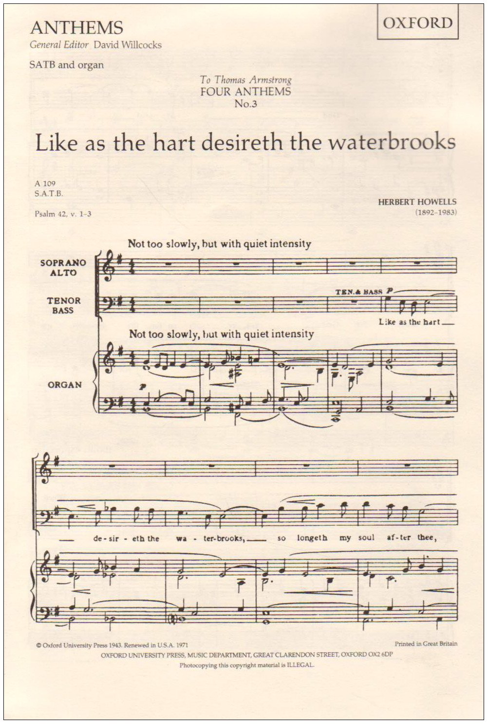 Like as the hart desireth the waterbrooks
