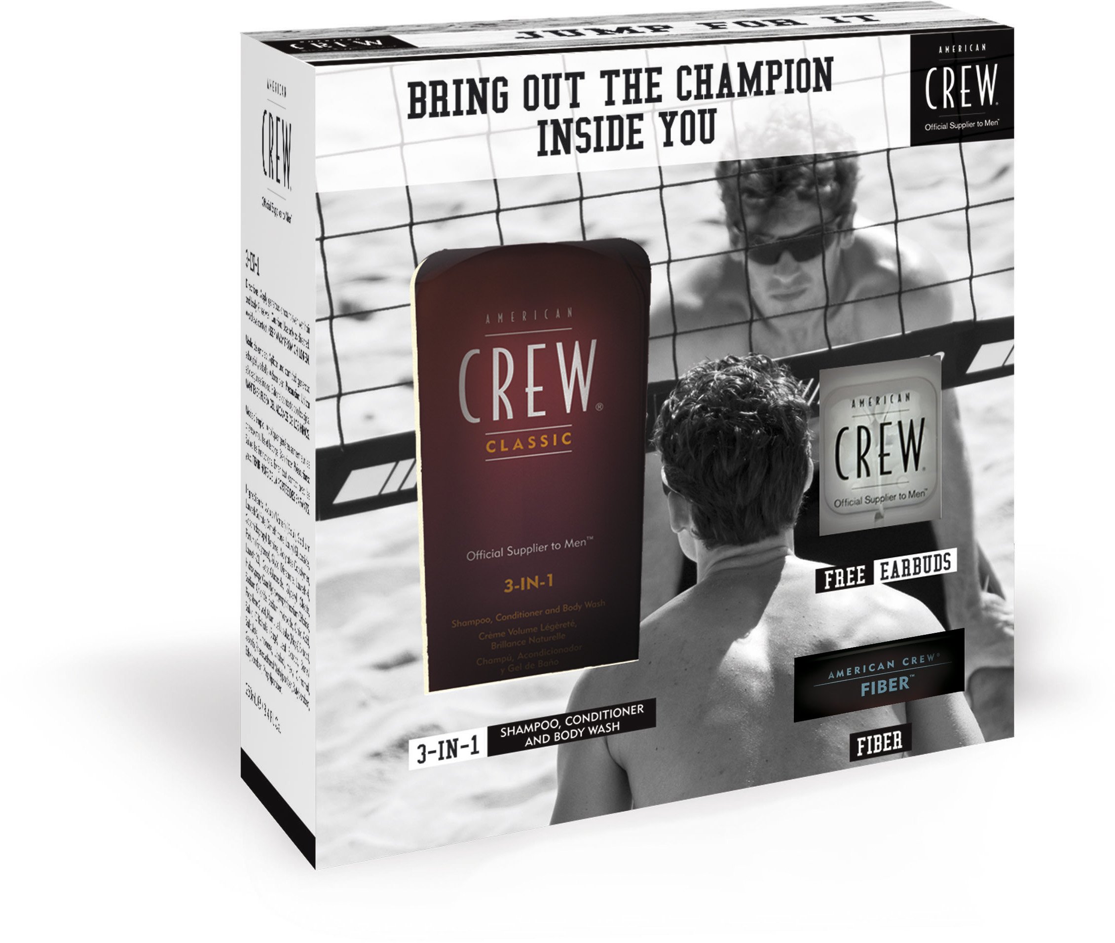 American Crew Champion Edition Kit W/3oz Fiber/3-in-1 8.5oz Wash/& Free Earbuds!