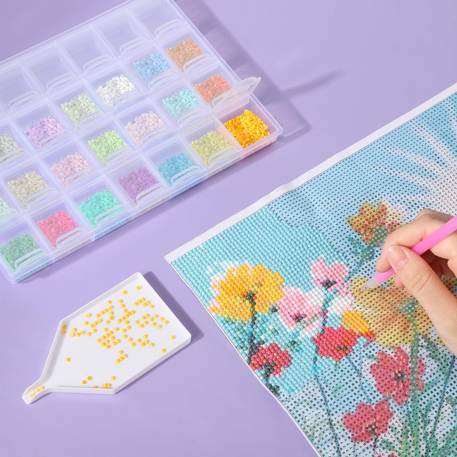 28 Fächer Sortierbox Diamond Painting - Kleinteile Organizer Mit Aufklebern