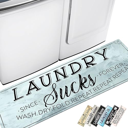 Tapeera Alfombra de lavandería 20 x 59 pulgadas con respaldo de goma antideslizante para lavandería tapete de lavandería de granja decoración de