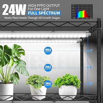 JESLED Indoor Greenhouse with Grow Light, 4-Tier, 23.6x13.8x59.1IN