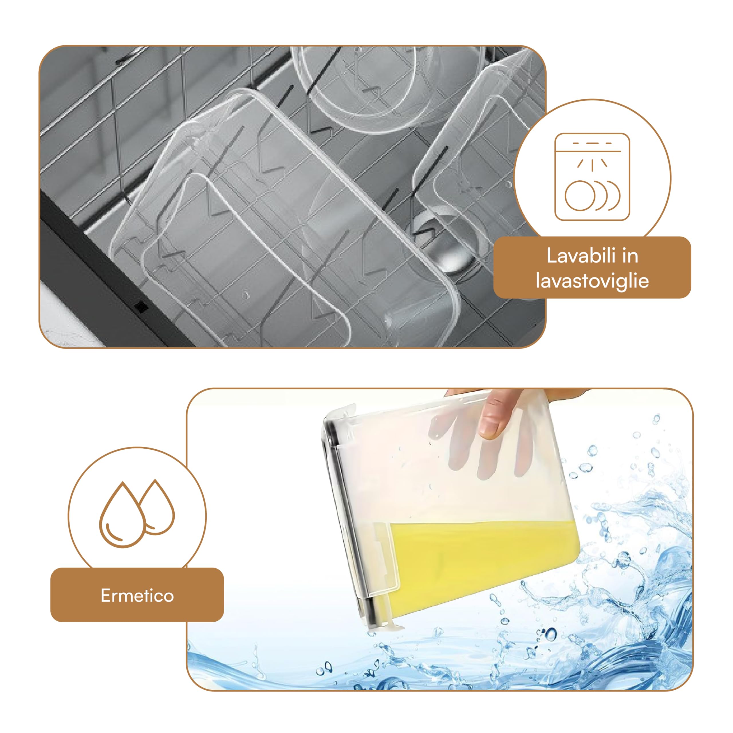 Baroni Home Set 10 Contenitori Ermetici per Alimenti da 1,4L Organizer Dispensa con Coperchio, Etichette Lavagna, Pennarello e Misurini, Sicuro in Lavastoviglie