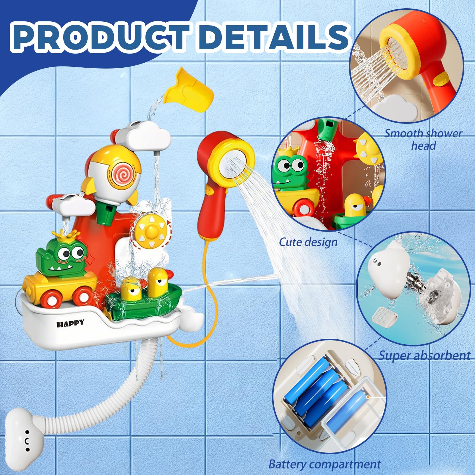 LUKIUP Giochi Bagnetto, Giochi da Bagno, Giochi Vasca da Bagno, Ventose, Razzo Giochi per Bagnetto, Giochi per Vasca da Bagno Interattivi - 3