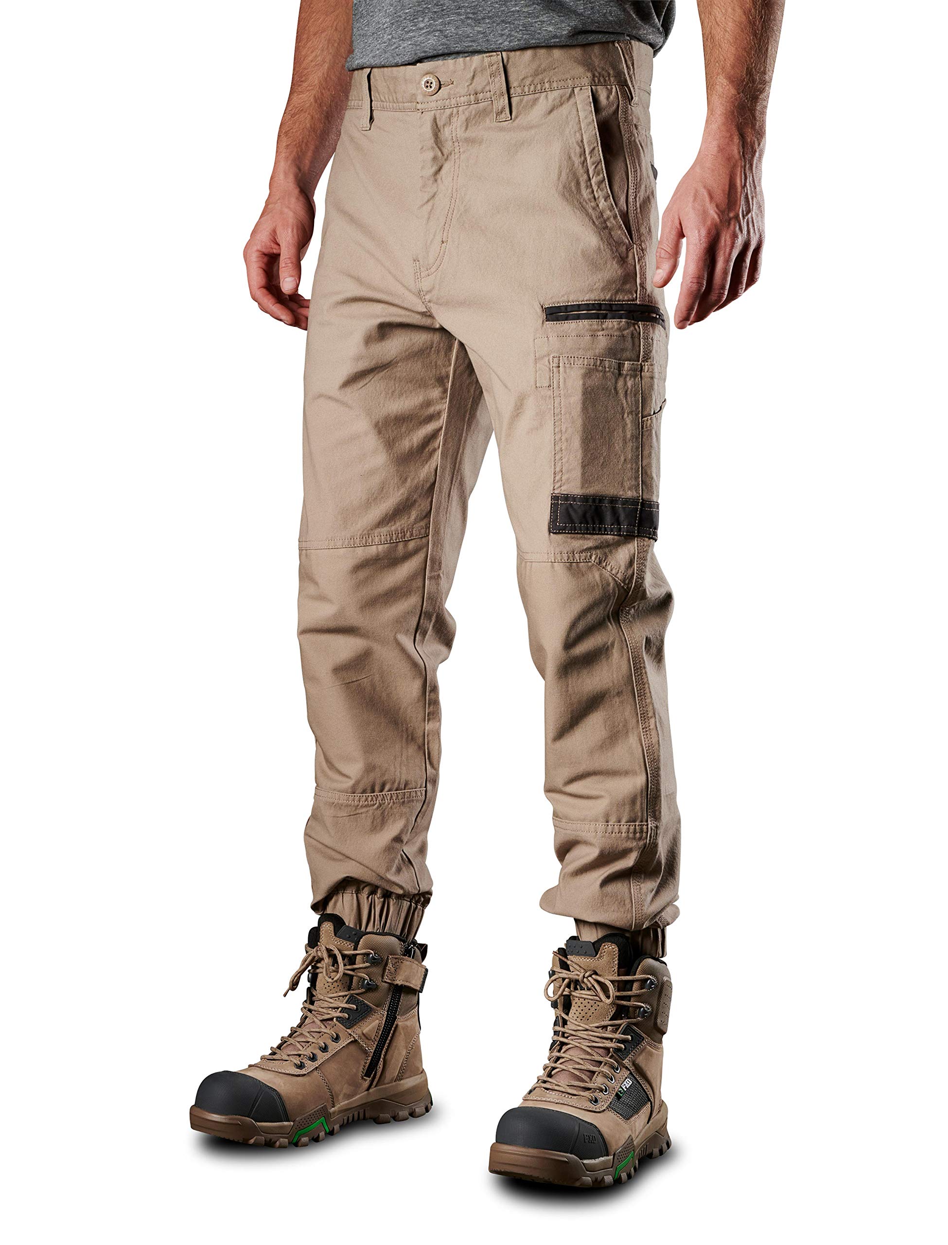FXD Men's WP.4 Stretch Jogger Work Pant, Khaki, 34W x 32L