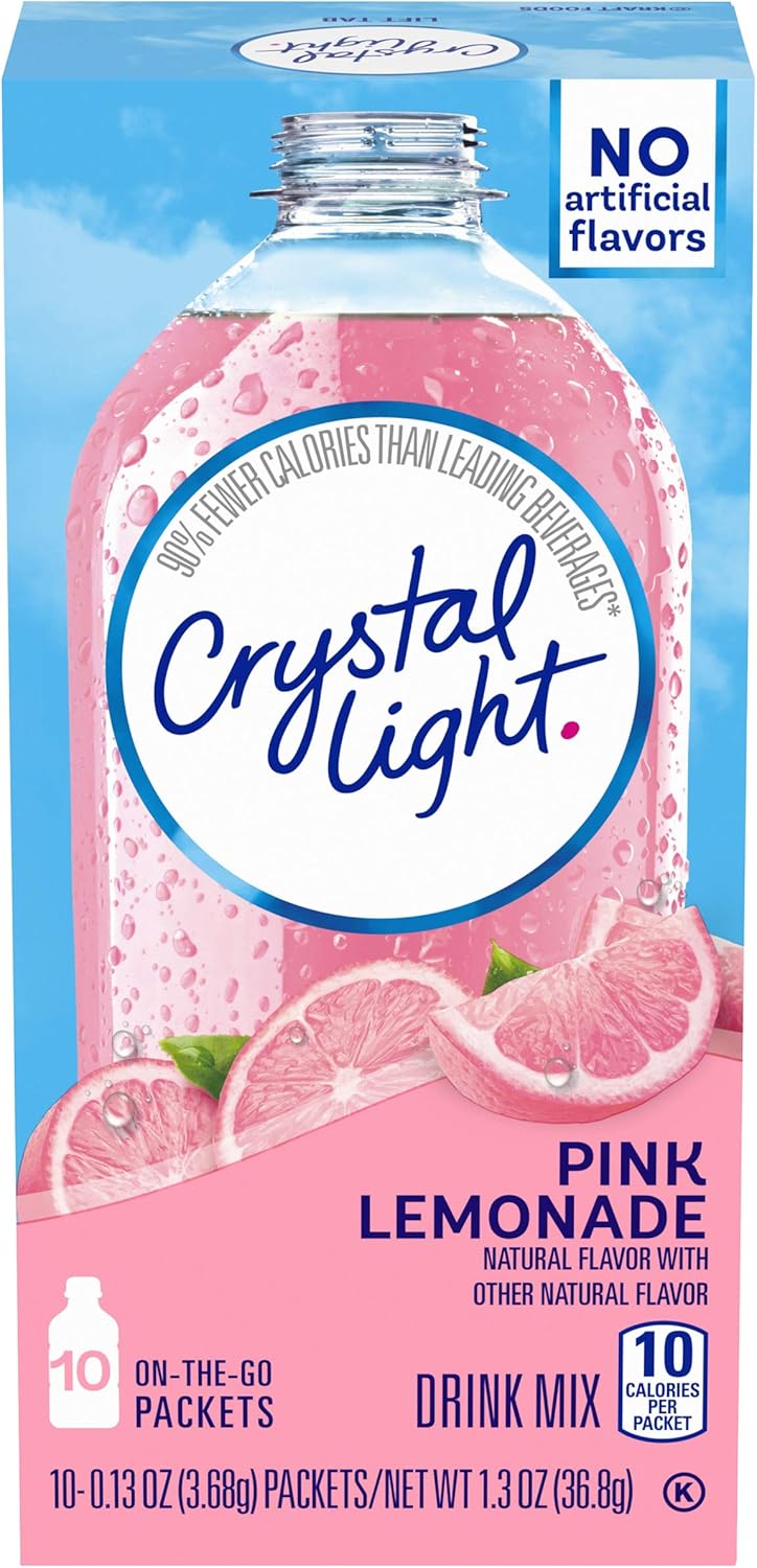 Crystal Light OnTheGo Natrual Pink Lemonade, 0.13 ounce, 10 count box