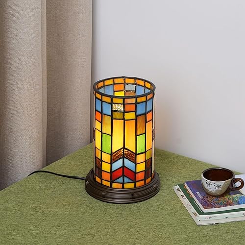 Miniatura 8 de Lámpara de mesa estilo Tiffany con vitrales bohemios, bloque para sala de estar, dormitorio, mesita de noche, florero, decoración pequeña, luz de