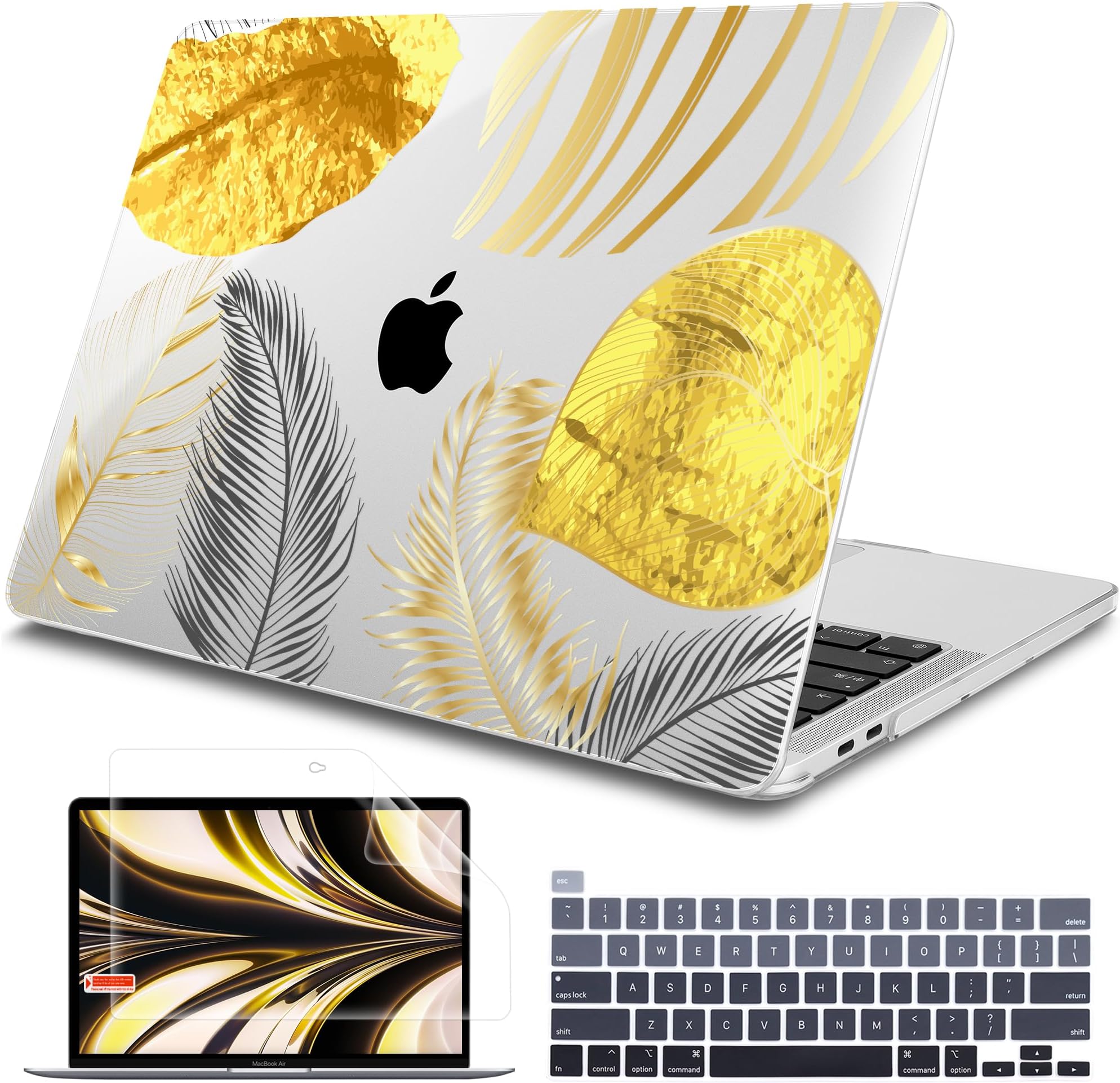 Tuiklol Compatible with 2022 MacBook Pro 13 Inch M2 Clip, 2021 2020 Release M1 A2338 A2289 A2251, Hard Shell Case for MacBook Pro 13" with Touch Bar Fits Touch ID and Retina Display, Big Leavf