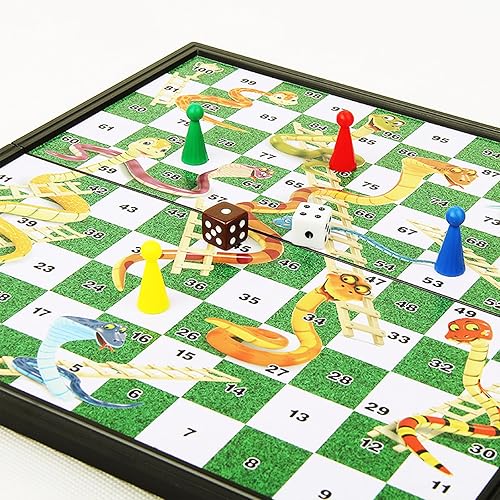 Miniatura 5 de Juegos de mesa de viaje Pequeñas serpientes magnéticas y escaleras Juego de mesa 9.7 pulgadas Tablero plegable portátil