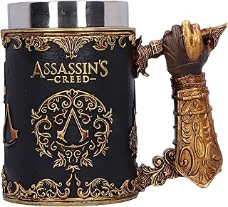 Nemesis Now Assassin's Creed Through The Ages - Jarra de resina de 15,5 cm, color negro/dorado, producto oficial de Assassin's Creed, taza de cerveza Assassin's Creed, fundida en la mejor resina,